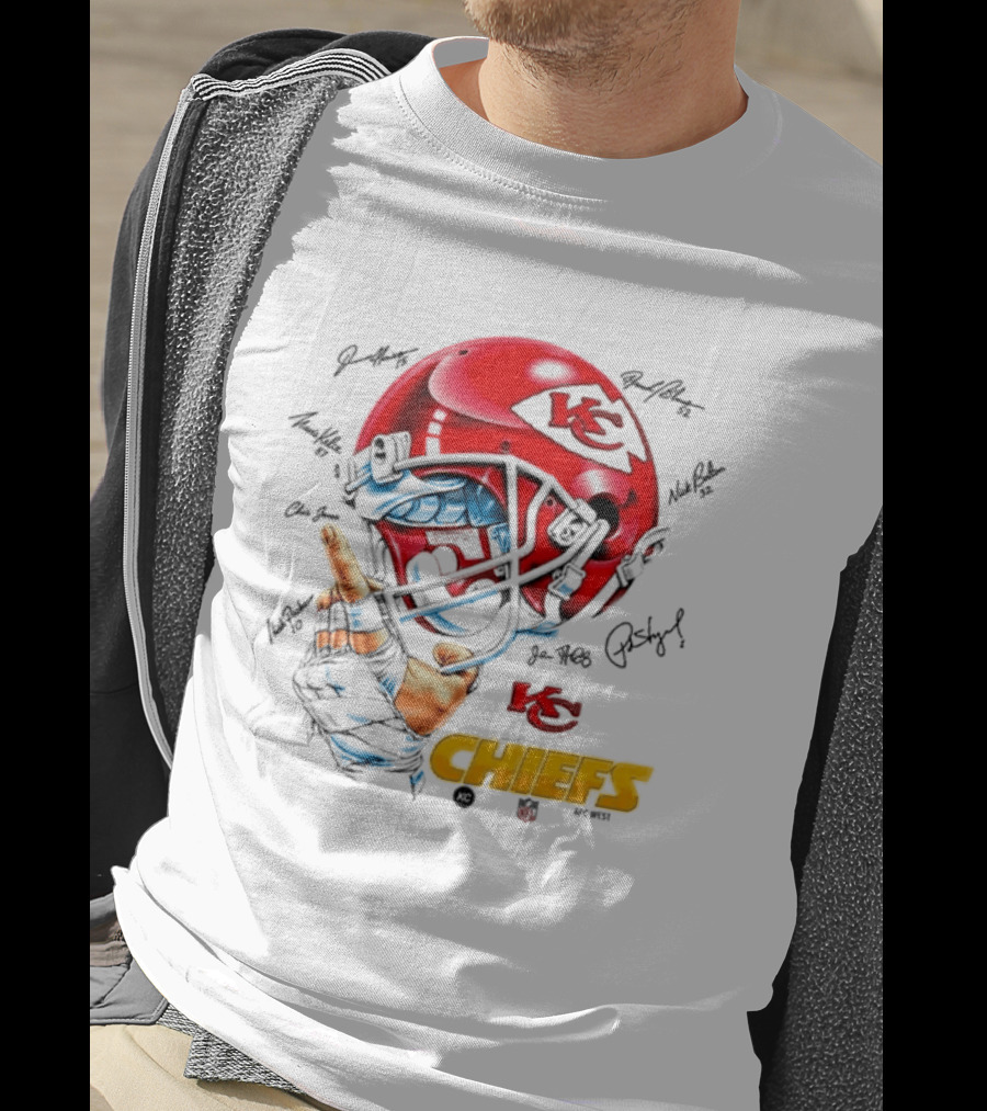 Kansas City Chiefs Signatures KC Football Helmet Chiefs Kingdom T-Shirt