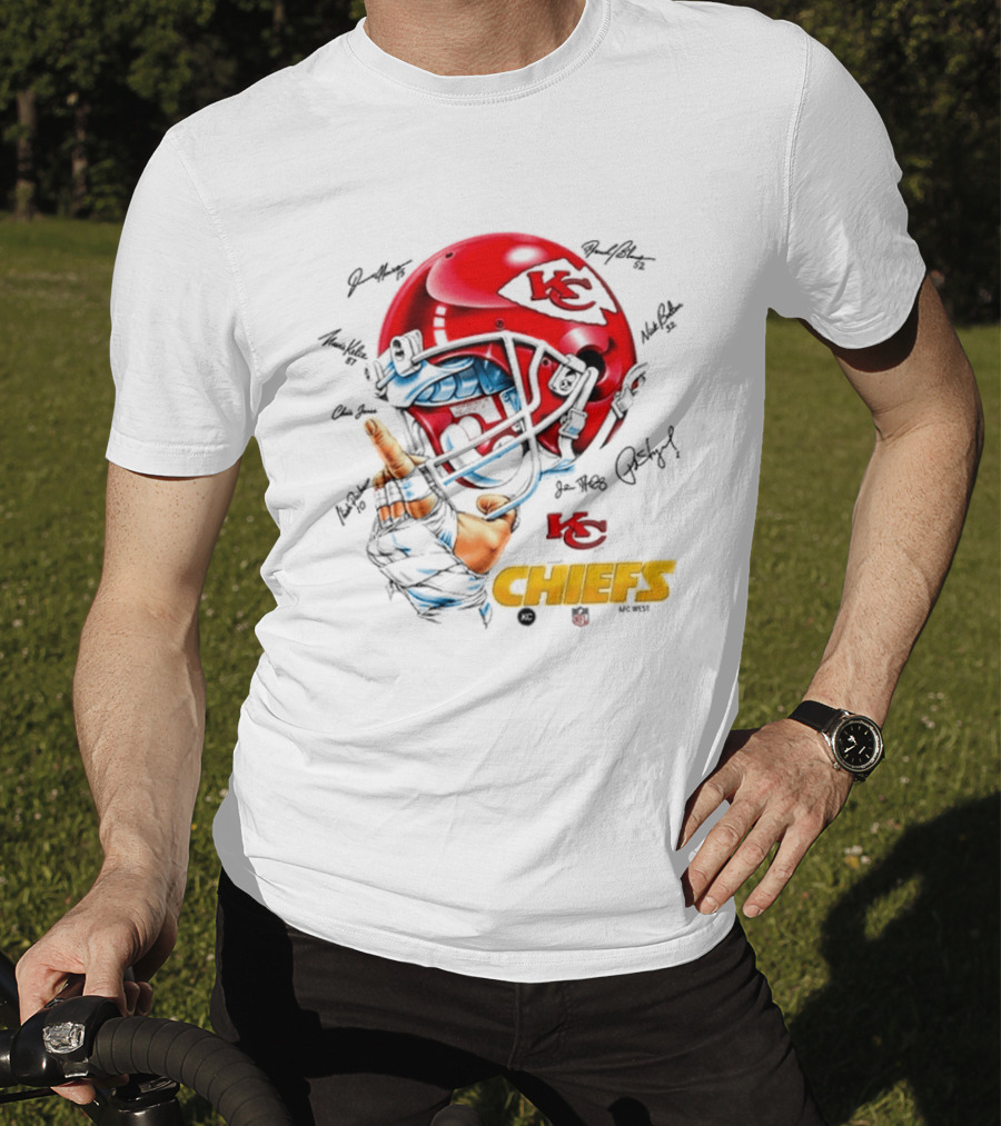 Kansas City Chiefs Signatures KC Football Helmet Chiefs Kingdom T-Shirt