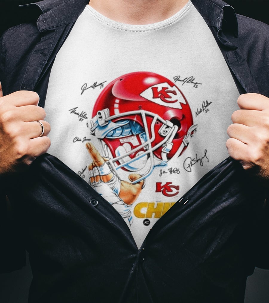 Kansas City Chiefs Signatures KC Football Helmet Chiefs Kingdom T-Shirt