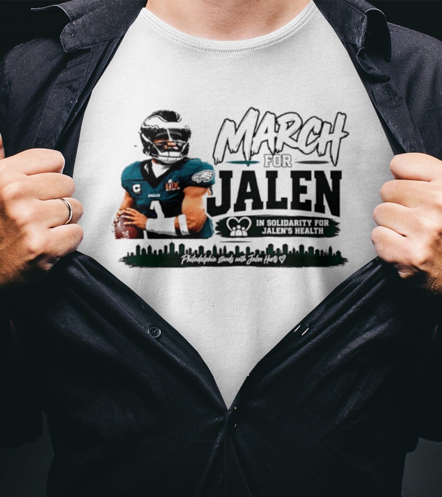March For Jalen Hurts Philadelphia Eagles Solidarity For Brain Health T-Shirt