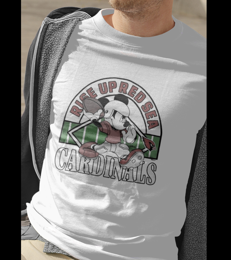 Mickey Mouse Arizona Cardinals Rise Up Red Sea Football T-Shirt