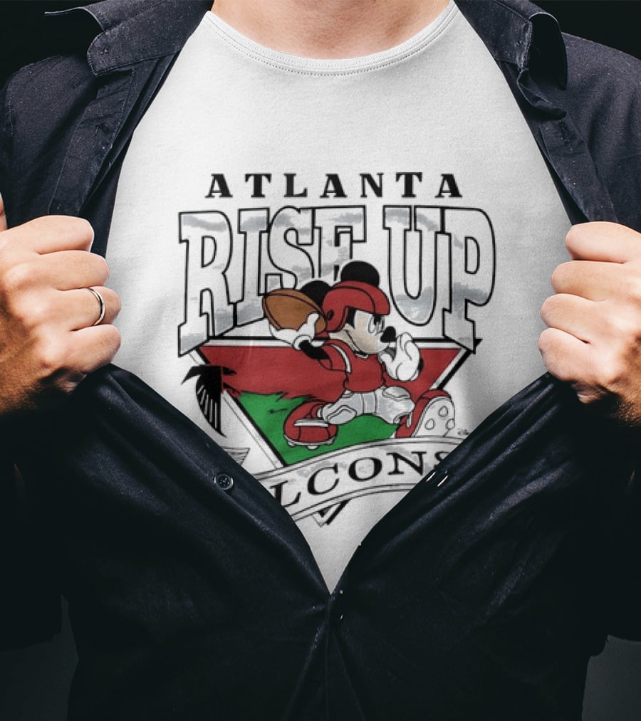 Atlanta Falcons Mickey Mouse Rise Up Football T-Shirt