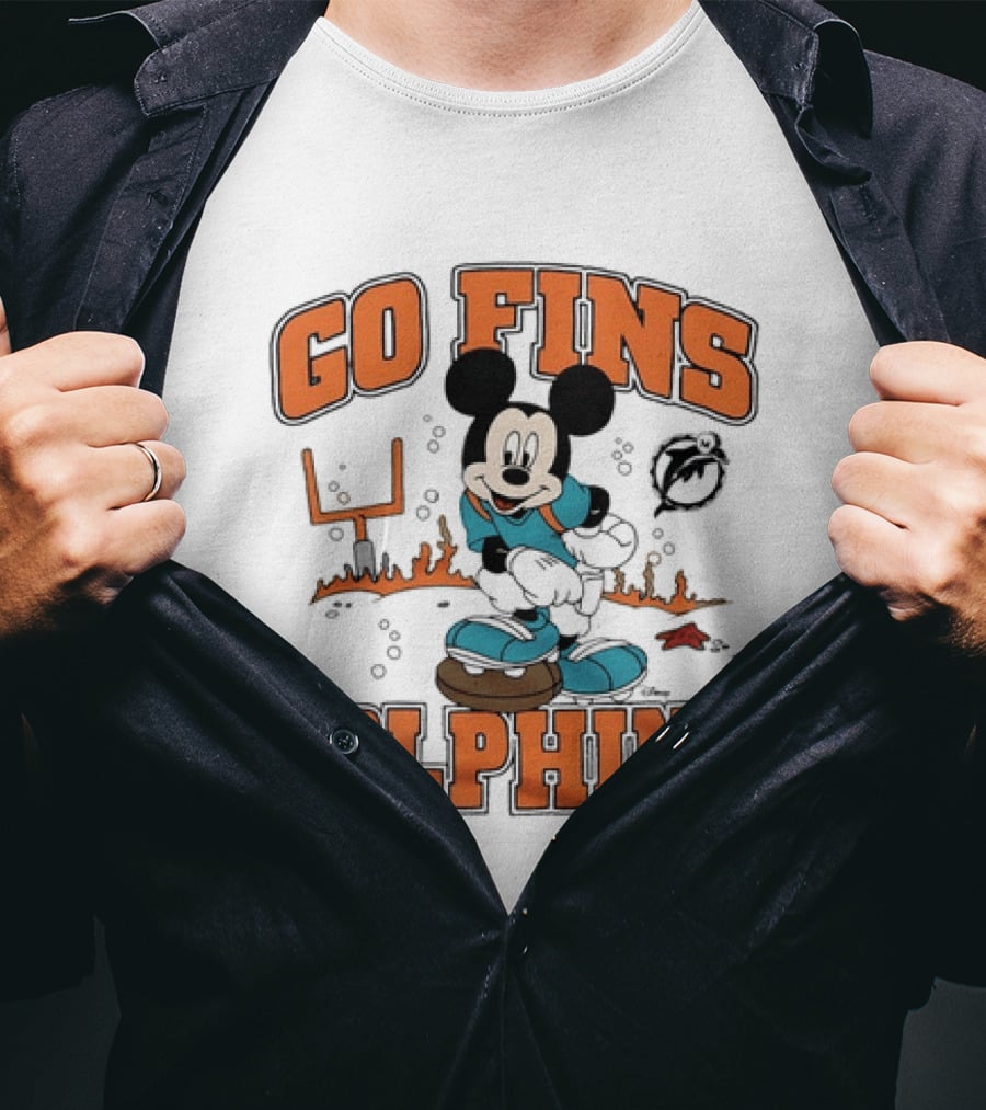 Go Fins Dolphins Mickey Mouse X Miami Dolphins Football 2026 T-Shirt