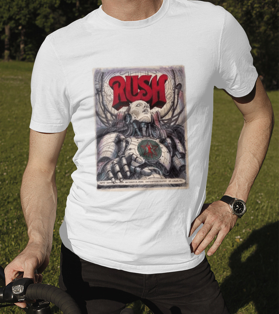Rush Fifty Something Tour October 21 2026 Enterprise Center St. Louis MO Robot Star T-Shirt