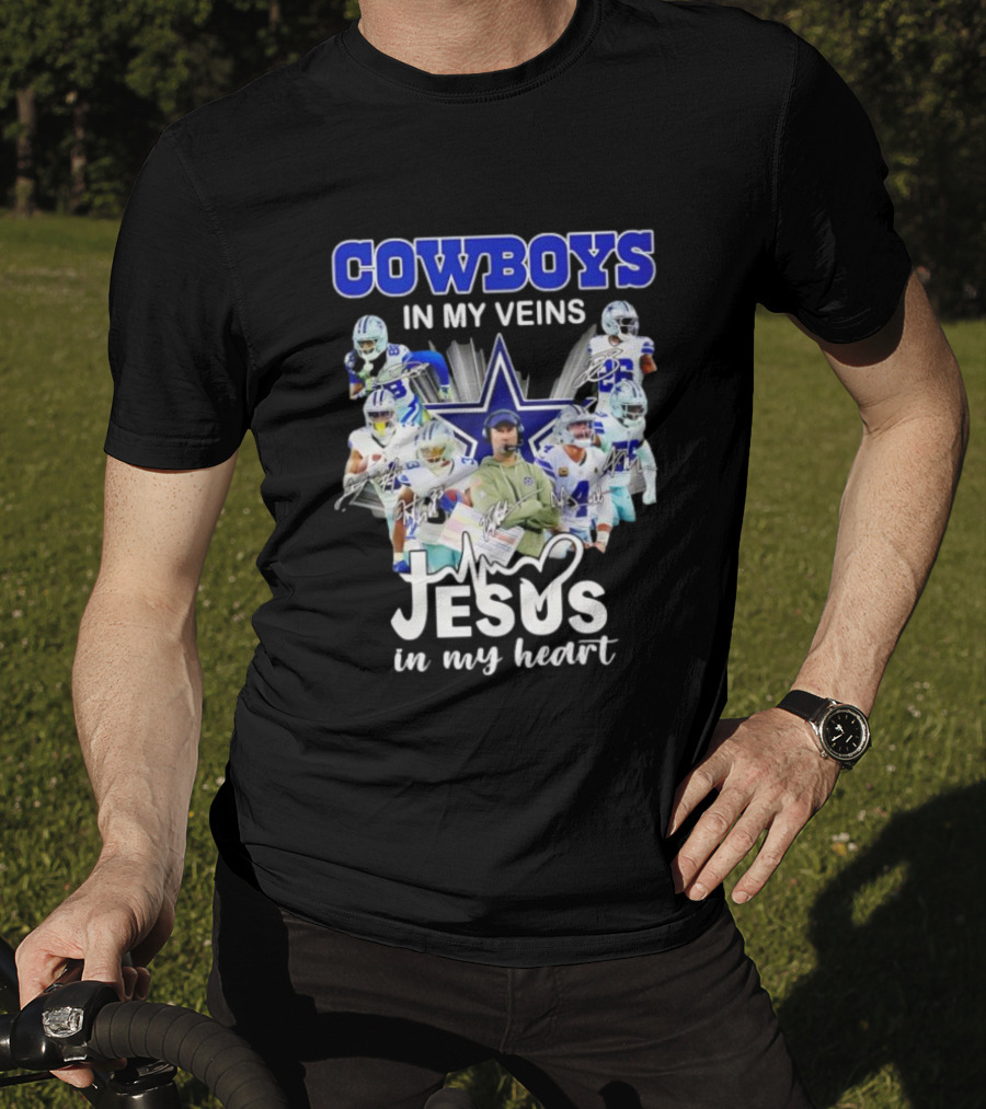 Cowboys In My Veins Jesus In My Heart Dallas Football Team Players Star T-Shirt