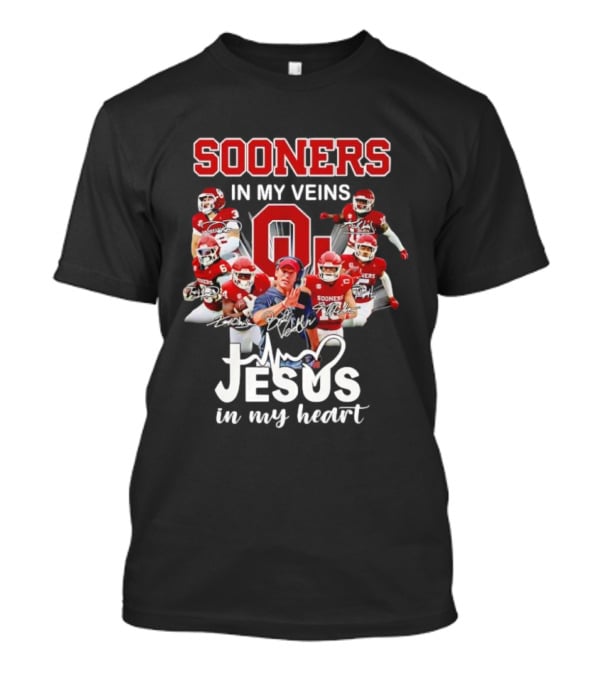 Oklahoma Sooners In My Veins Jesus In My Heart Football Team Spirit T-Shirt