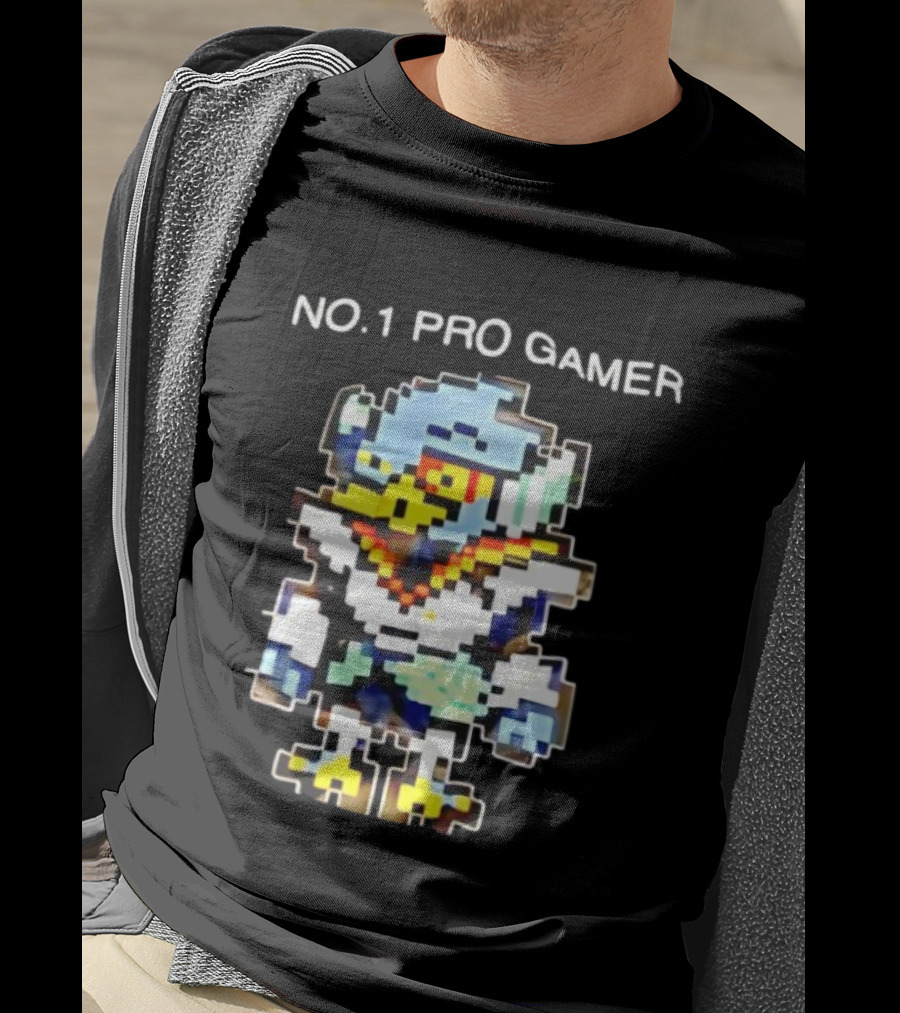NO.1 PRO GAMER Pixelated Berdly Character Retro Game Style T-Shirt