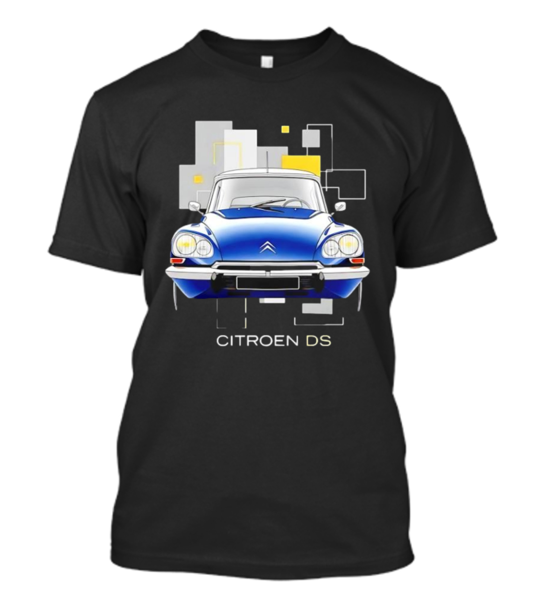 Citroën DS Classic Car Blue Front View Vintage Design T-Shirt