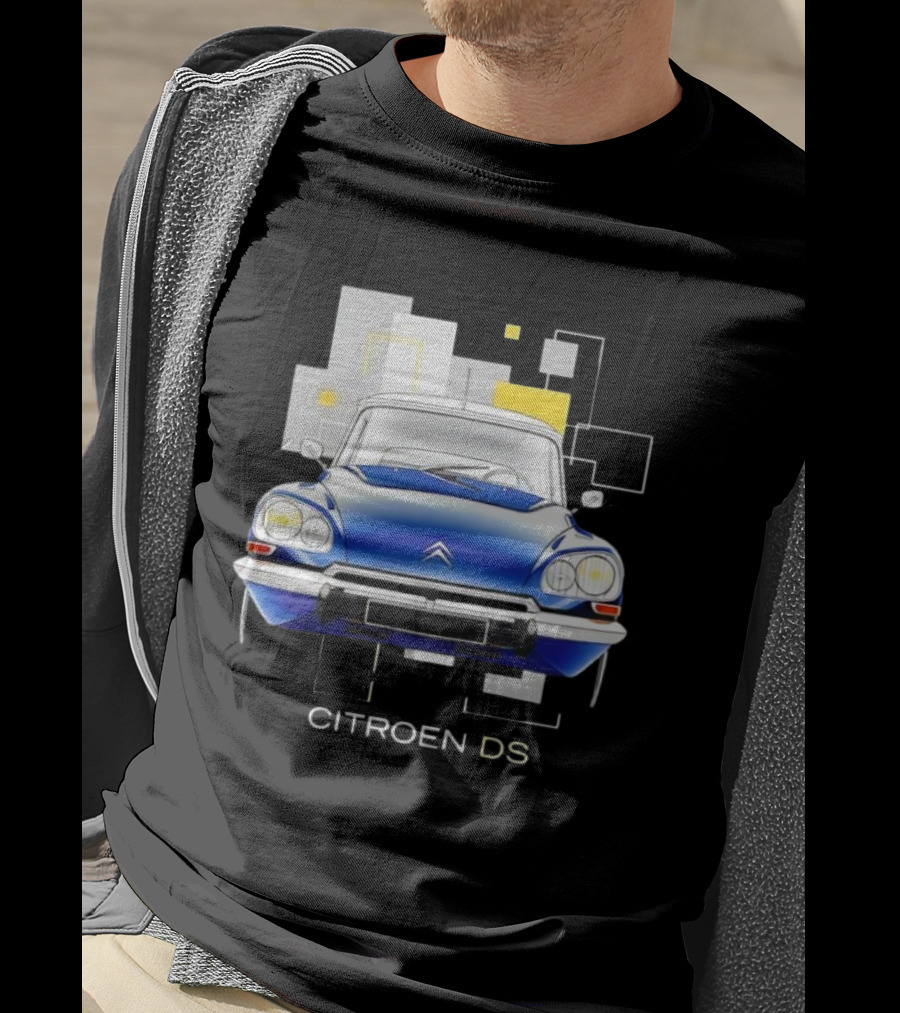 Citroën DS Classic Car Blue Front View Vintage Design T-Shirt