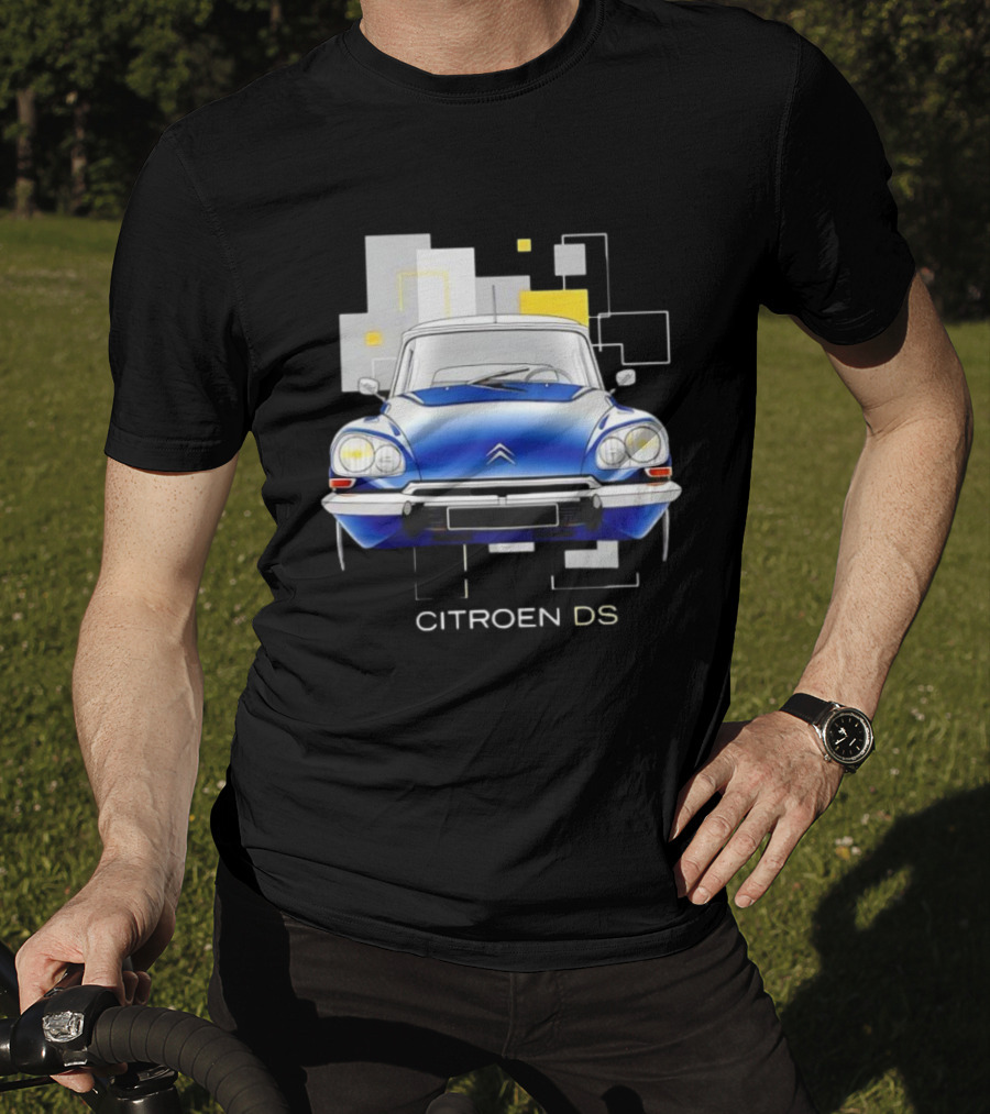 Citroën DS Classic Car Blue Front View Vintage Design T-Shirt