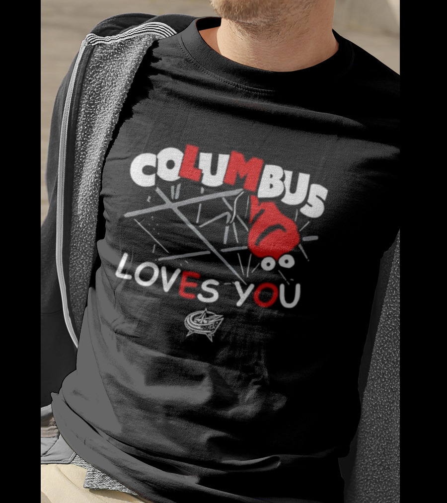 Columbus Blue Jackets Columbus Loves You Hockey Team Fan Gear T-Shirt