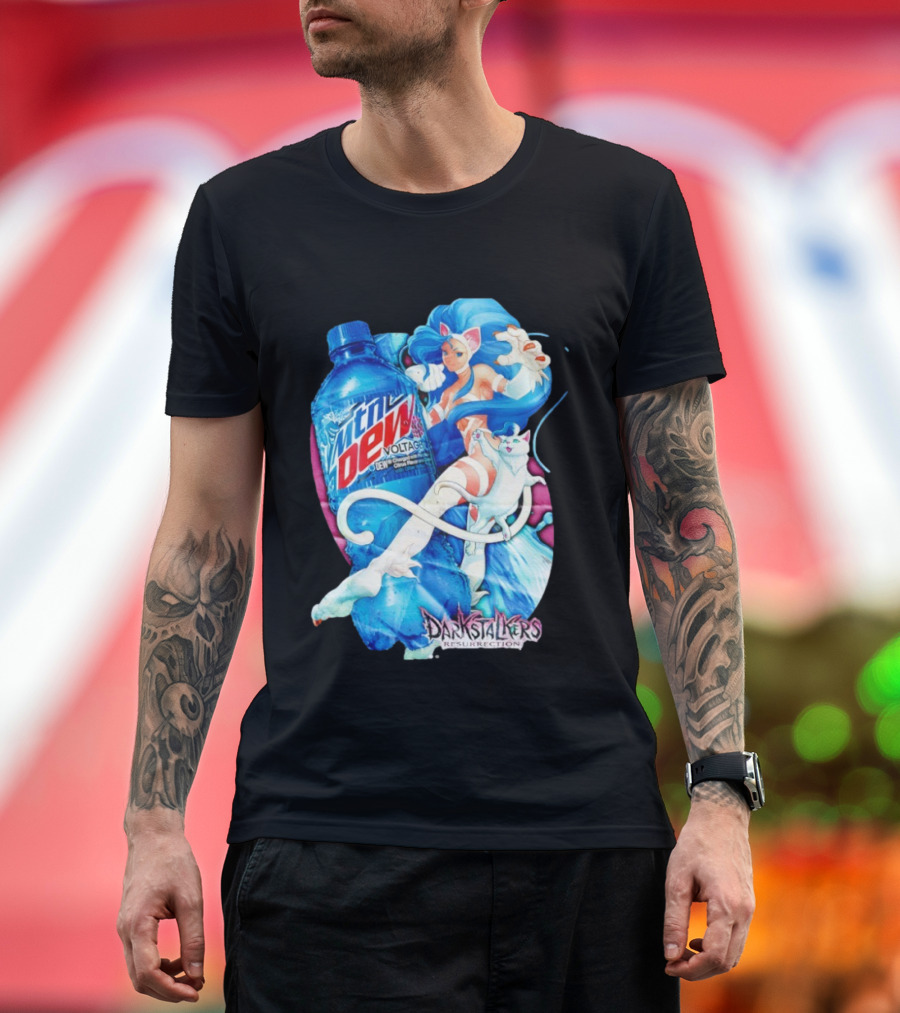 Darkstalkers Resurrection Felicia Mtn Dew Voltage Collaboration T-Shirt