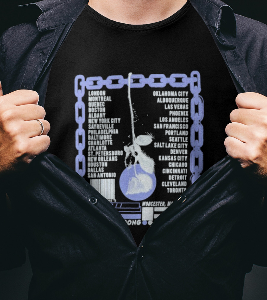 Four Year Strong Chain Tour 2020 Dates With Cherry Graphic And Cities List T-Shirt