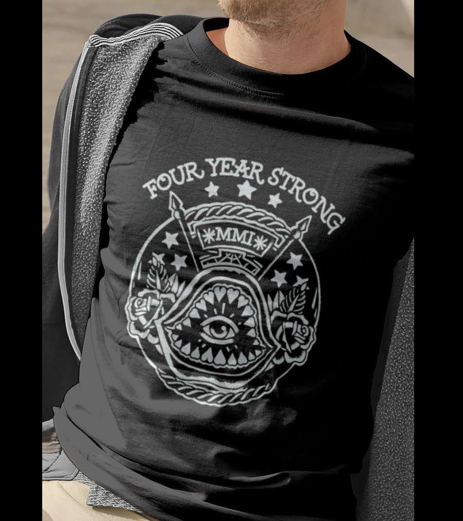 Four Year Strong MMI Shark Teeth Star Banner T-Shirt