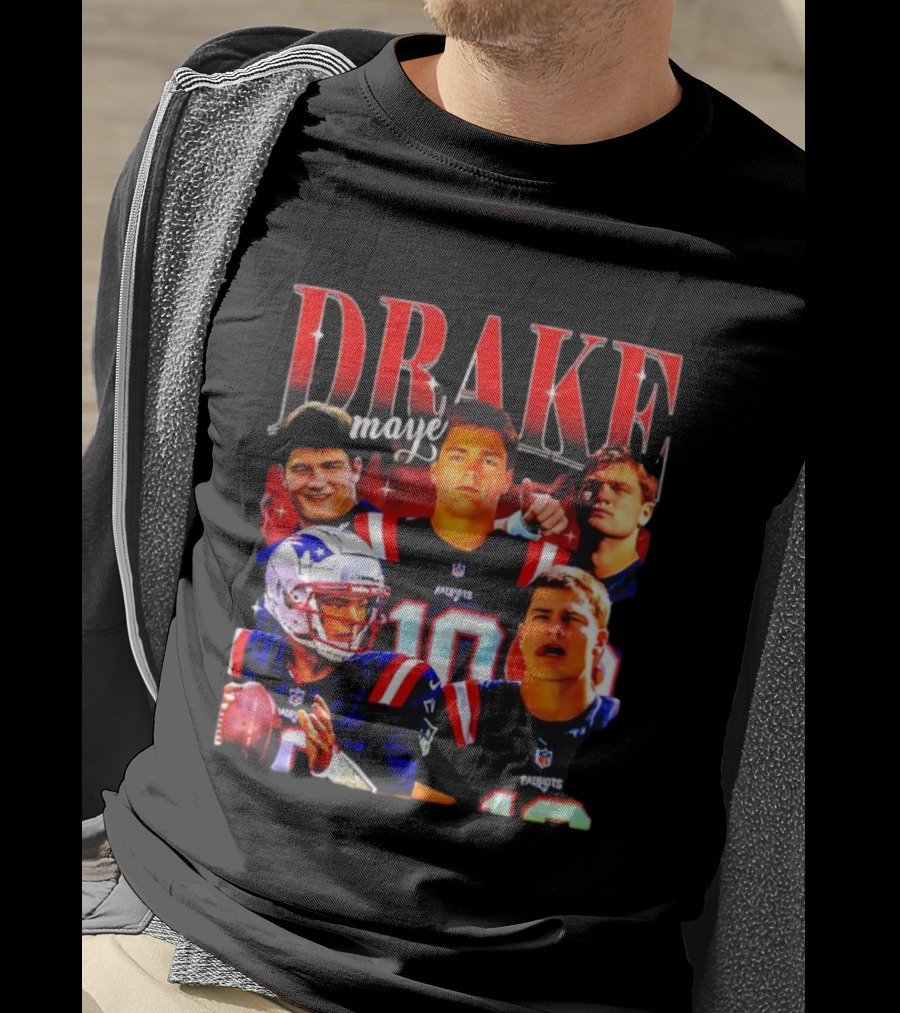 Drake Maye Patriots Vintage 90s Quarterback NFL Football T-Shirt