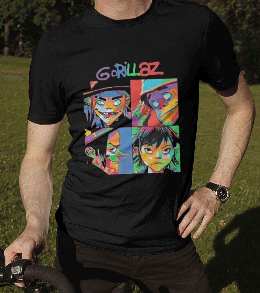 Gorillaz 2D Murdoc Niccals Noodle Russel Hobbs Members Portrait T-Shirt