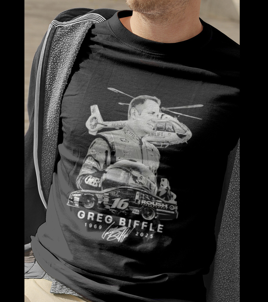 Greg Biffle NASCAR Legend 1969 2026 Memorial Helicopter Pilot Rescue Airlift 16 Roush Fenway Tribute T-Shirt