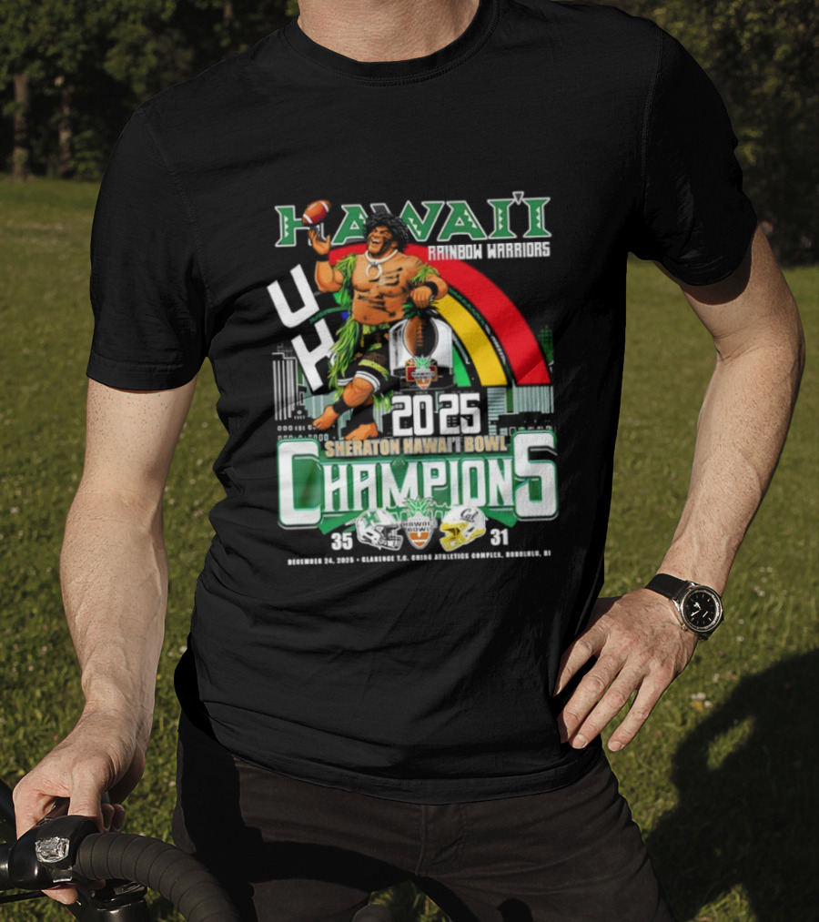 Hawaii Rainbow Warriors 2025 Sheraton Hawai’i Bowl Champions Football Ichts T-Shirt