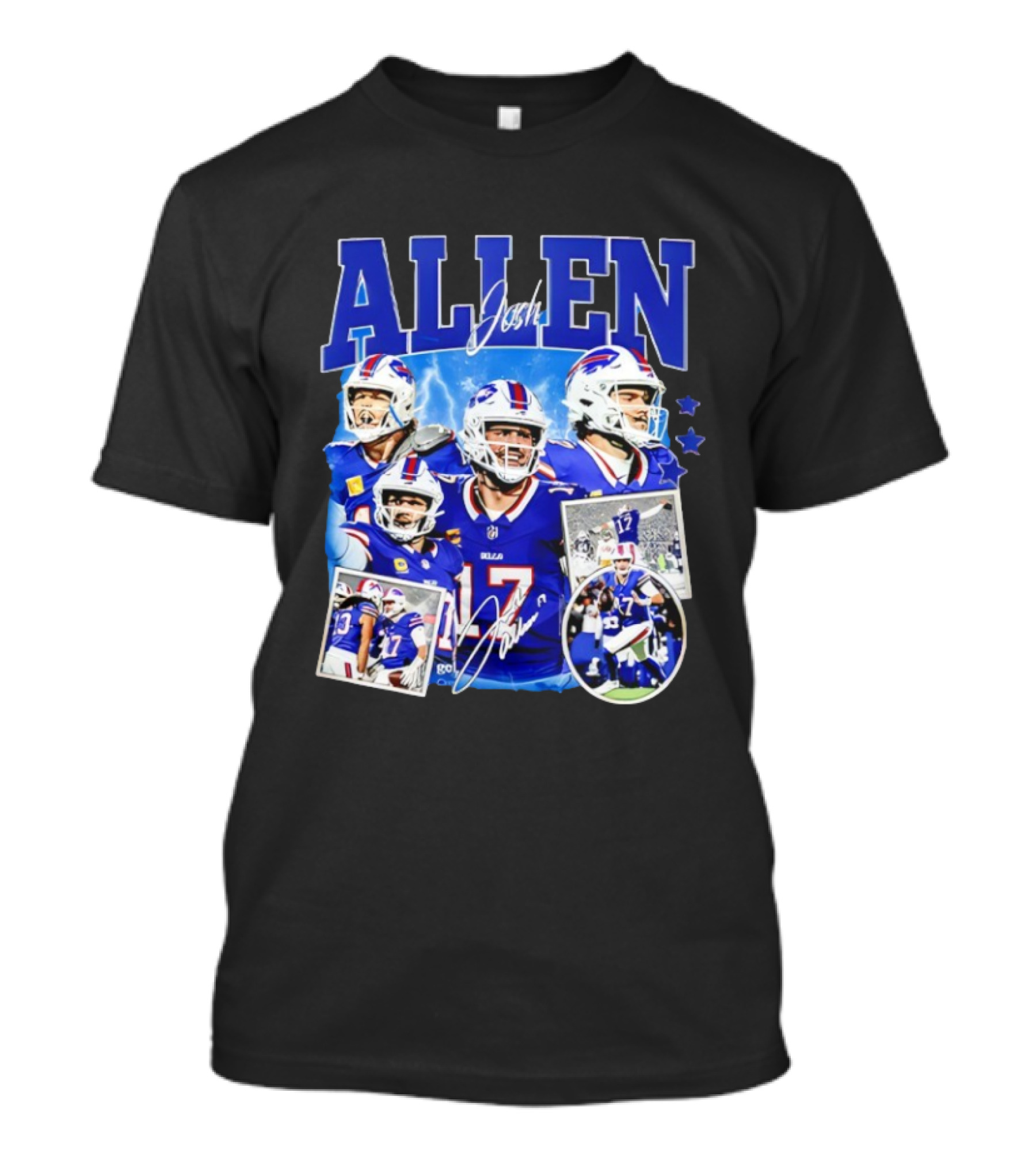 Josh Allen Buffalo Bills NFL Quarterback Signature Collage T-Shirt
