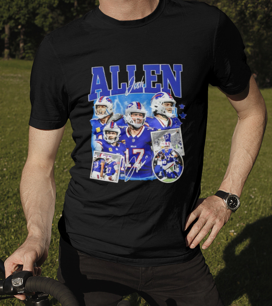 Josh Allen Buffalo Bills NFL Quarterback Signature Collage T-Shirt