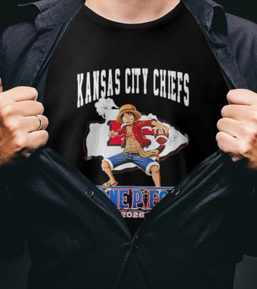 Kansas City Chiefs One Piece Luffy Football Crossover 2026 T-Shirt