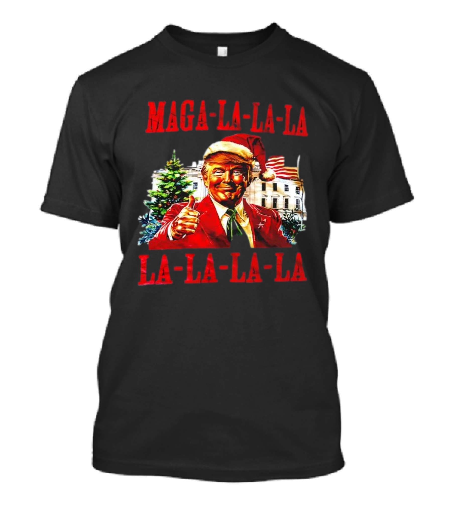 MAGA La La La Donald Trump Christmas Santa Hat Thumbs Up T-Shirt