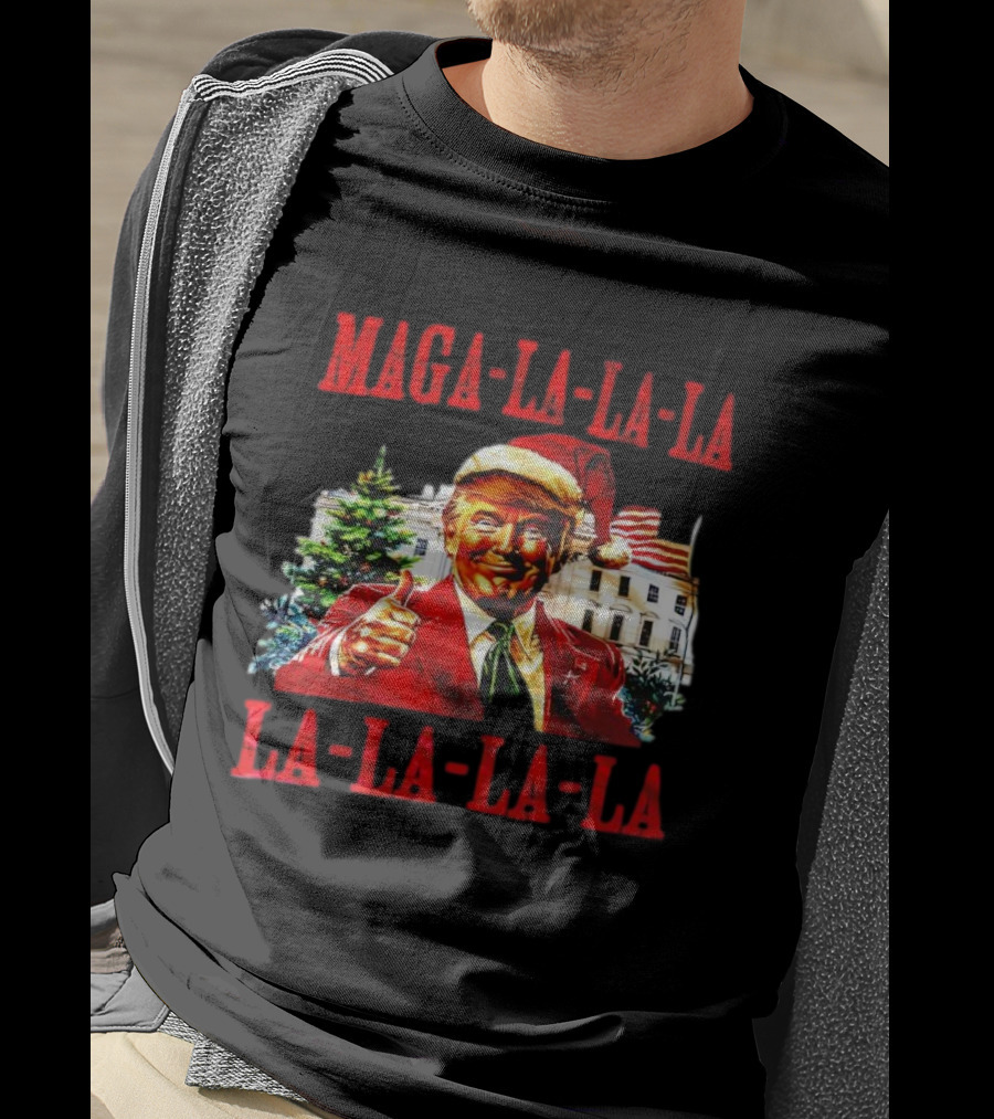 MAGA La La La Donald Trump Christmas Santa Hat Thumbs Up T-Shirt