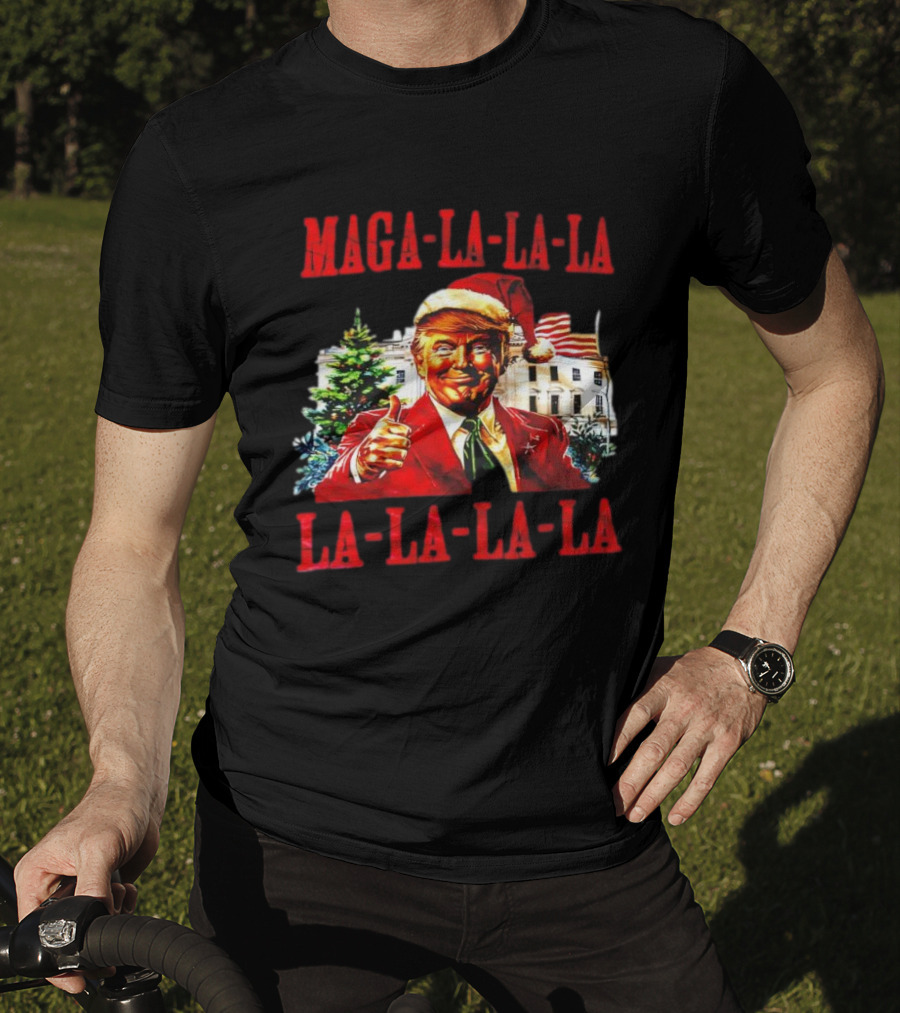 MAGA La La La Donald Trump Christmas Santa Hat Thumbs Up T-Shirt