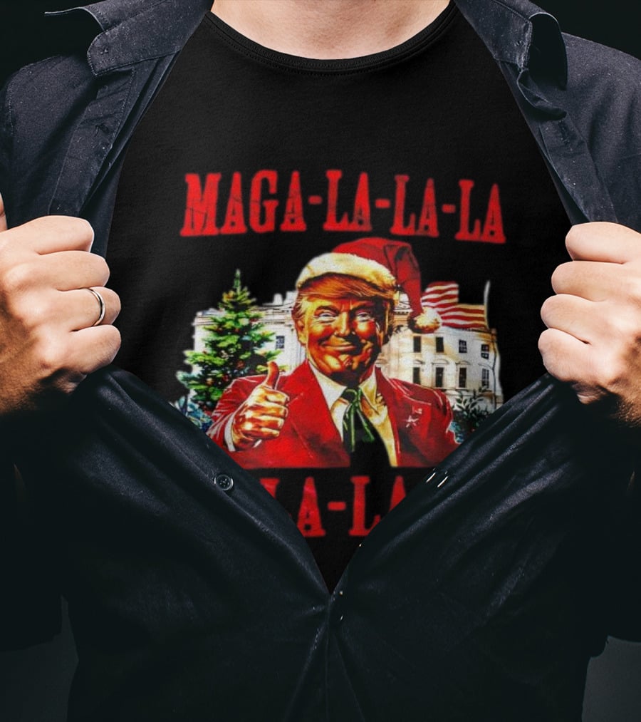 MAGA La La La Donald Trump Christmas Santa Hat Thumbs Up T-Shirt