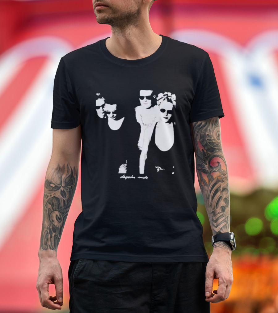 Public Laundry Depeche Mode Classic Band Members Black And White Sunglasses Style T-Shirt