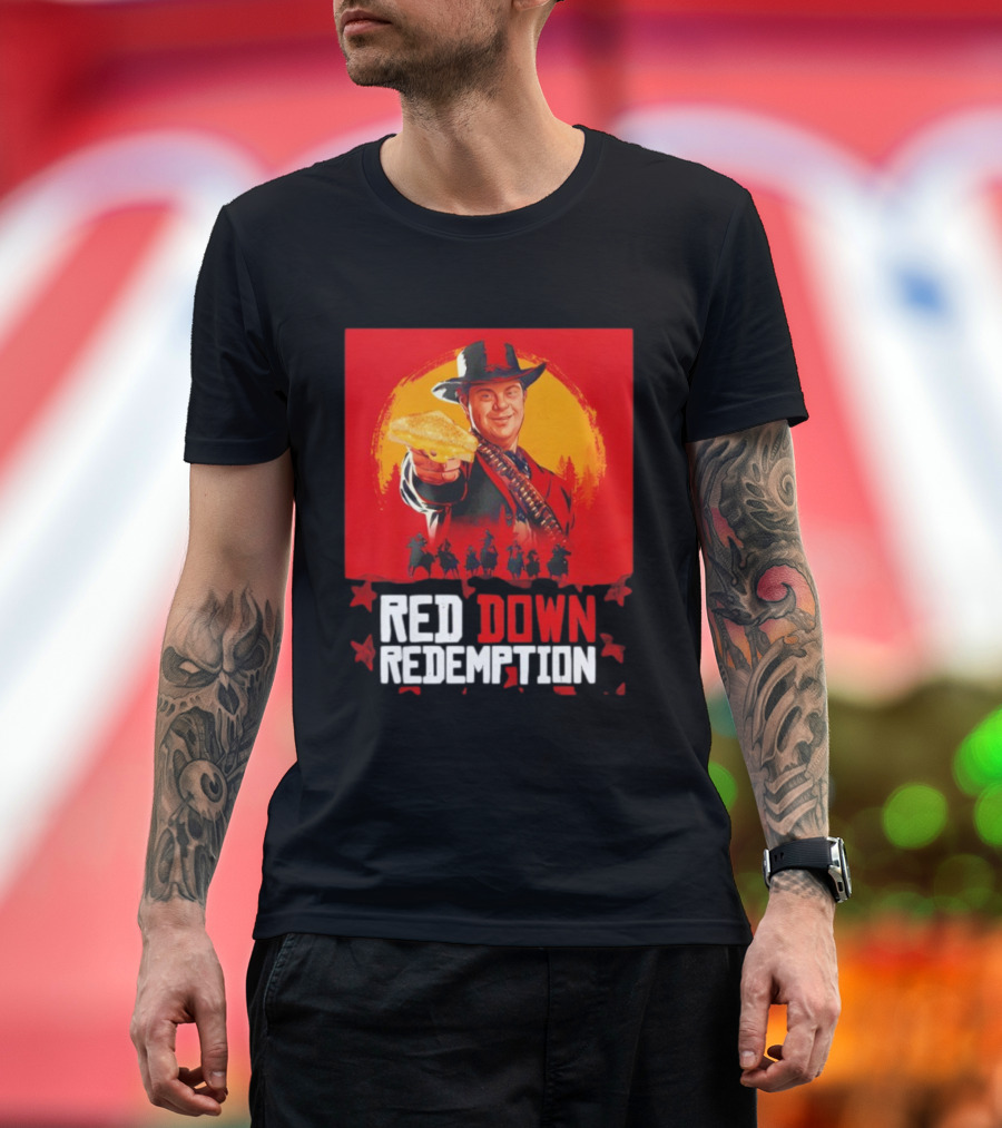 Red Down Redemption Cowboy Parody Toast Fun Graphic T-Shirt