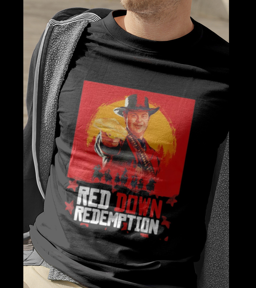 Red Down Redemption Cowboy Parody Toast Fun Graphic T-Shirt