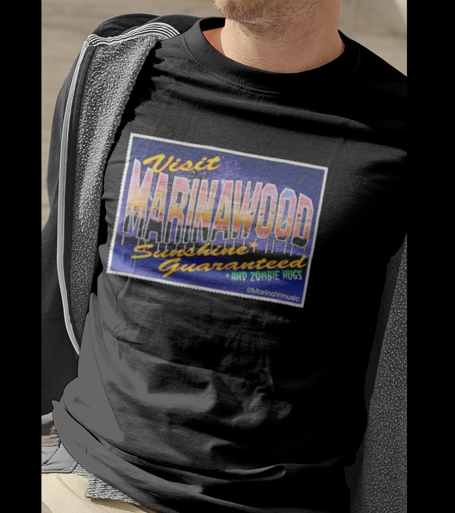 Visit Marinawood Sunshine Guaranteed And Zombie Hugs T-Shirt