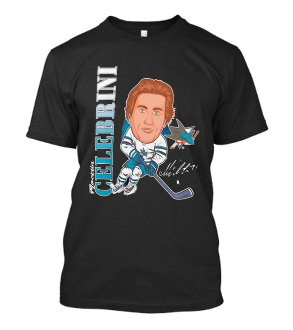 San Jose Sharks Macklin Celebrini #71 Big Head Signature Fanatics T-Shirt