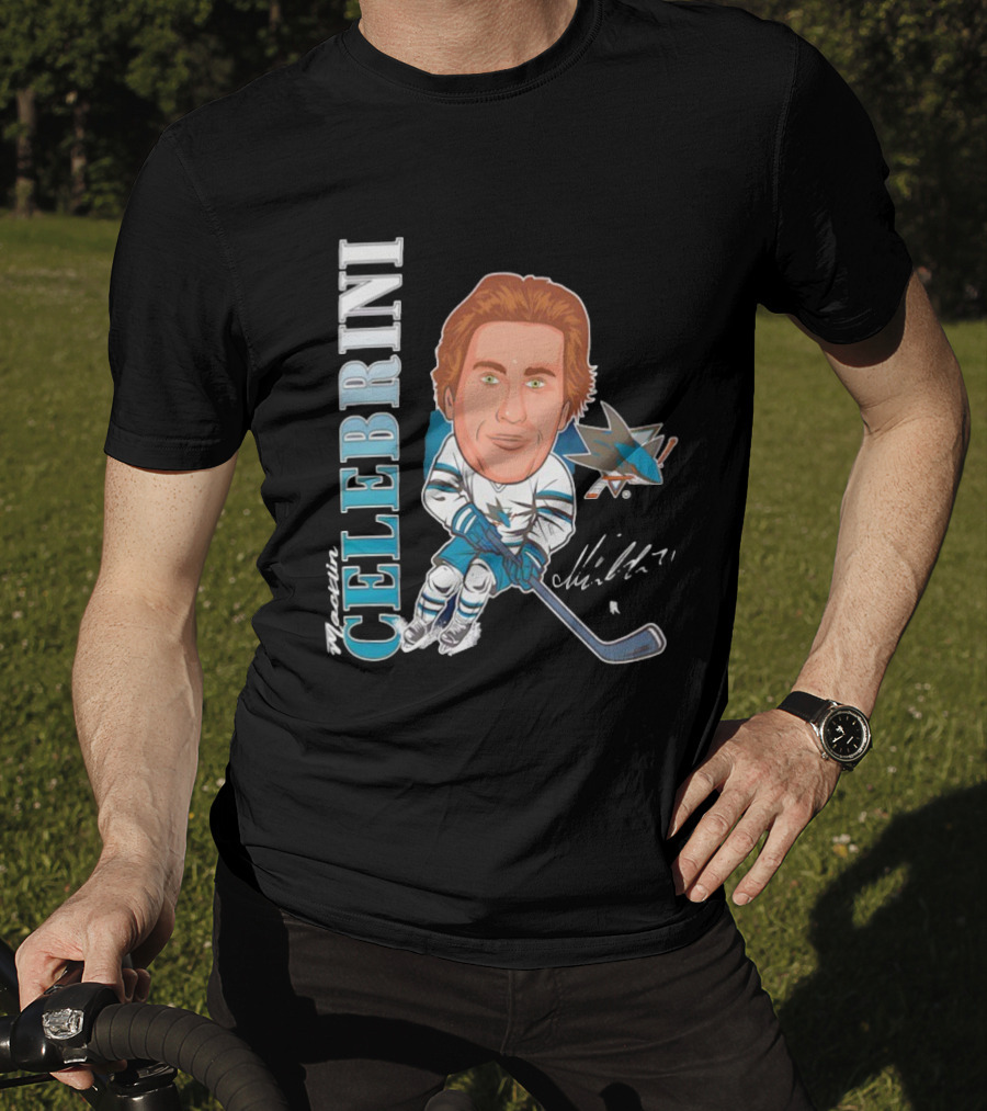 San Jose Sharks Macklin Celebrini #71 Big Head Signature Fanatics T-Shirt