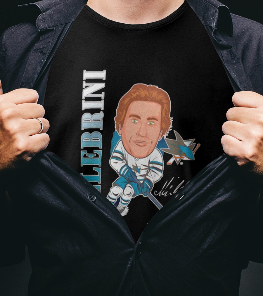 San Jose Sharks Macklin Celebrini #71 Big Head Signature Fanatics T-Shirt