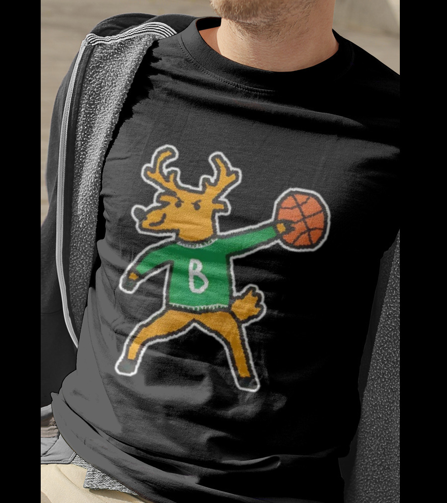 Milwaukee Bucks Vintage Mascot Deer With Basketball B Jersey T-Shirt