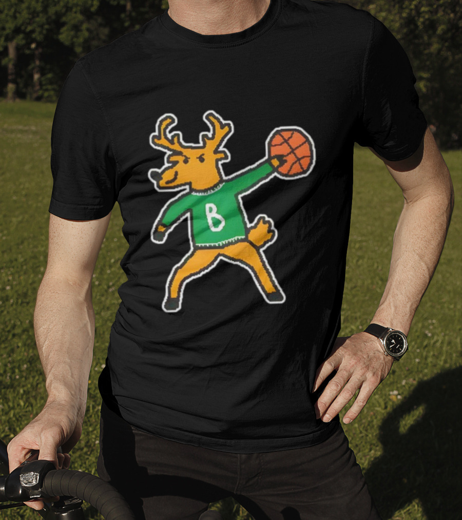 Milwaukee Bucks Vintage Mascot Deer With Basketball B Jersey T-Shirt