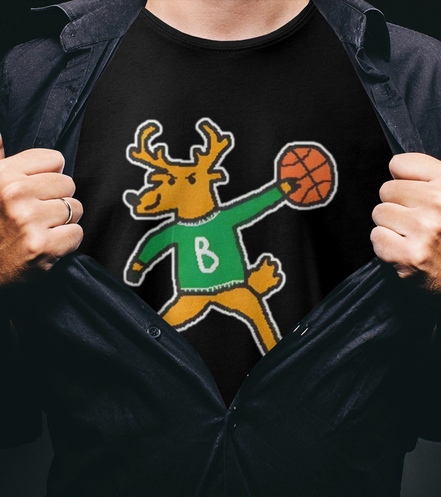 Milwaukee Bucks Vintage Mascot Deer With Basketball B Jersey T-Shirt