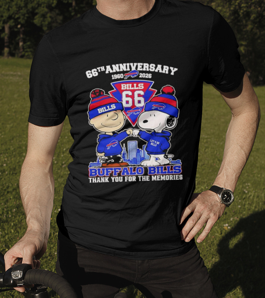 Peanuts Buffalo Bills 66th Anniversary 1950-2023 Thank You For The Memories T-Shirt
