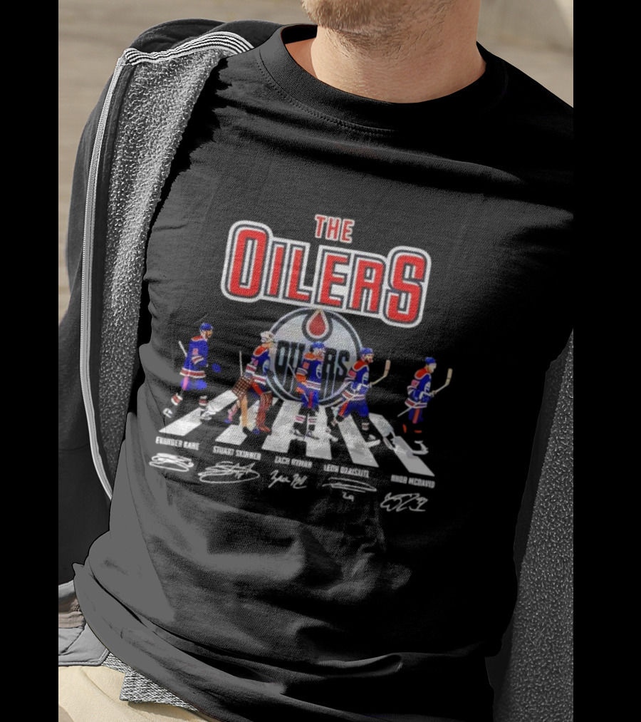 Edmonton Oilers Hockey Players Abbey Road Signatures T-Shirt