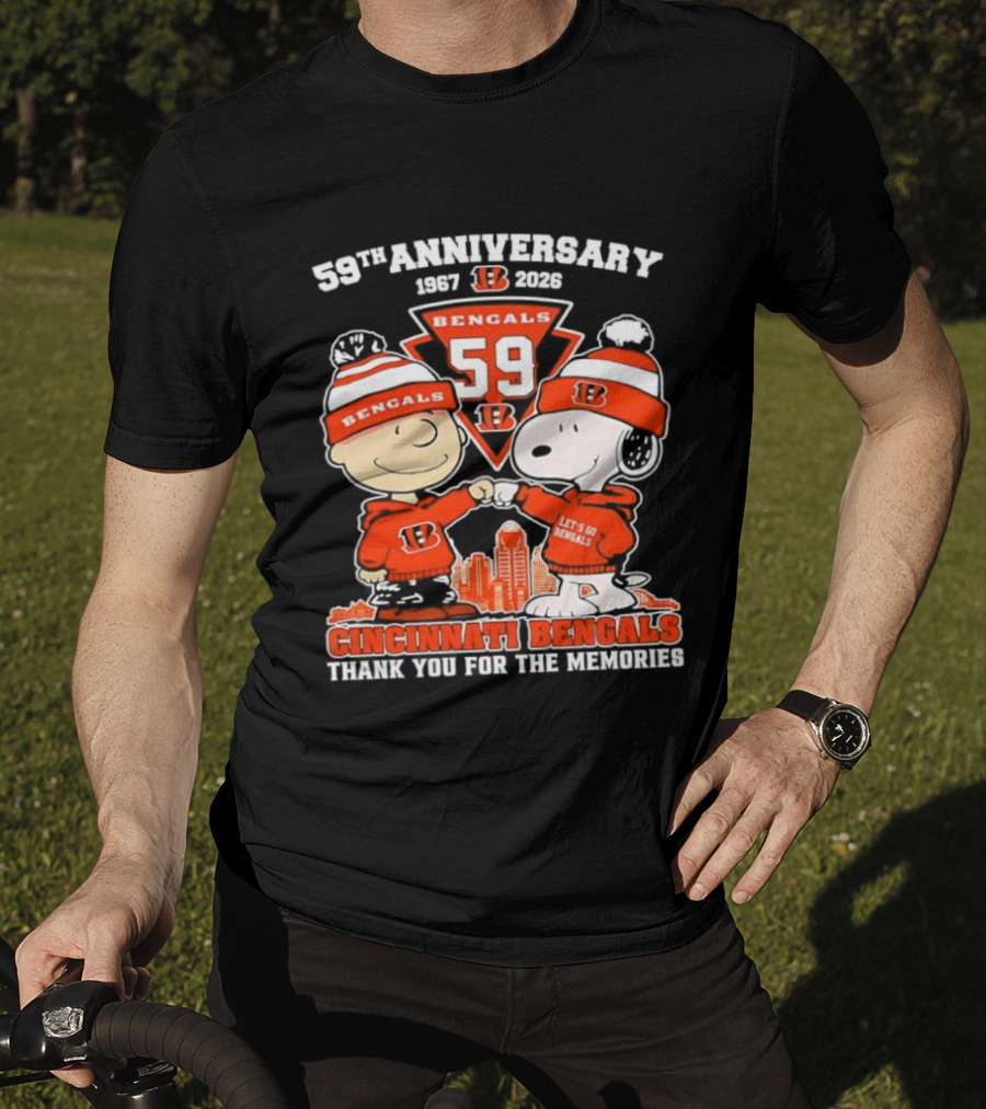 59th Anniversary 1967-2026 Bengals 59 Peanuts Cincinnati Bengals Thank You For The Memories T-Shirt
