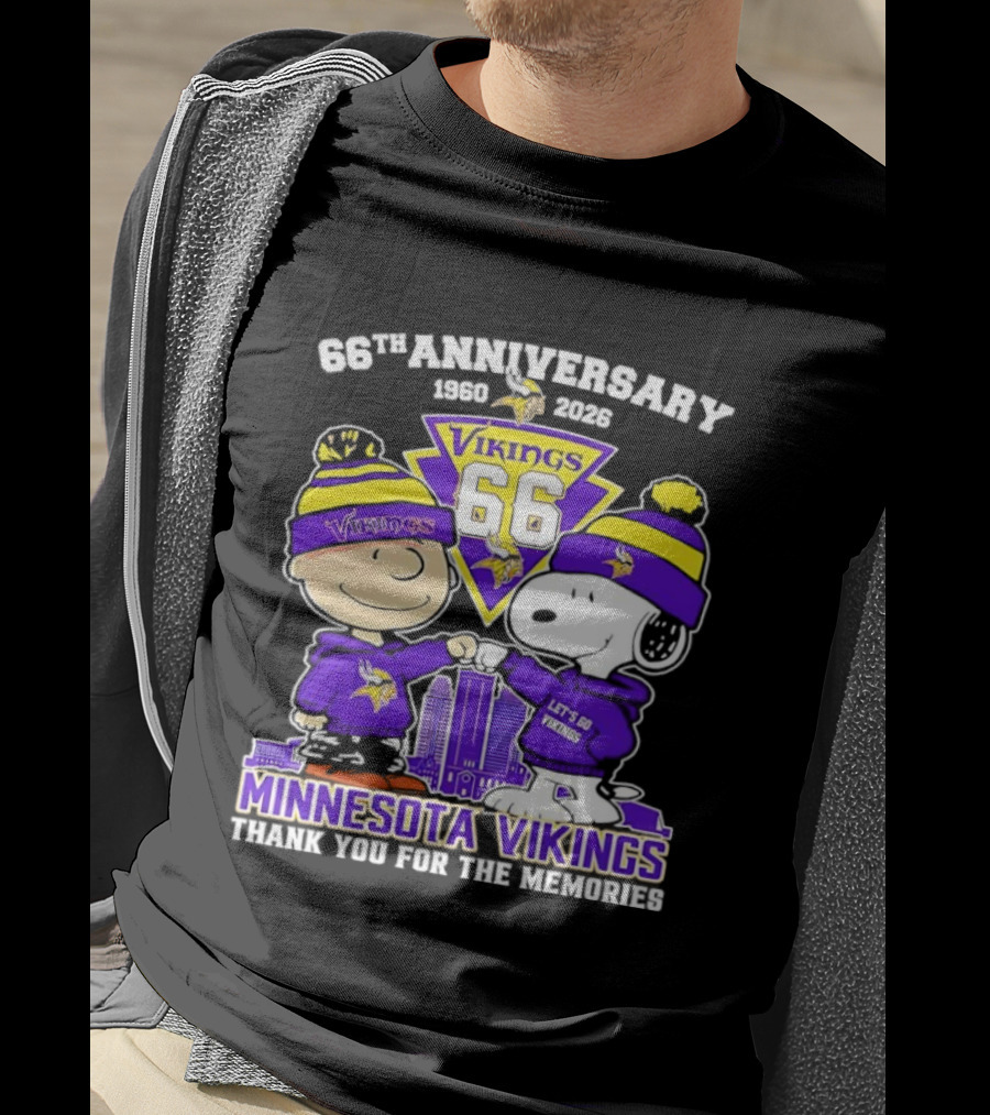 Peanuts Minnesota Vikings 66th Anniversary 1961-2023 Thank You For The Memories T-Shirt