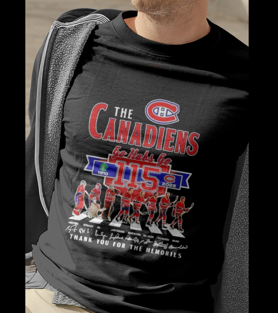 Montreal Canadiens 115th Anniversary Go Habs Go 1910-2025 Thank You For The Memories T-Shirt
