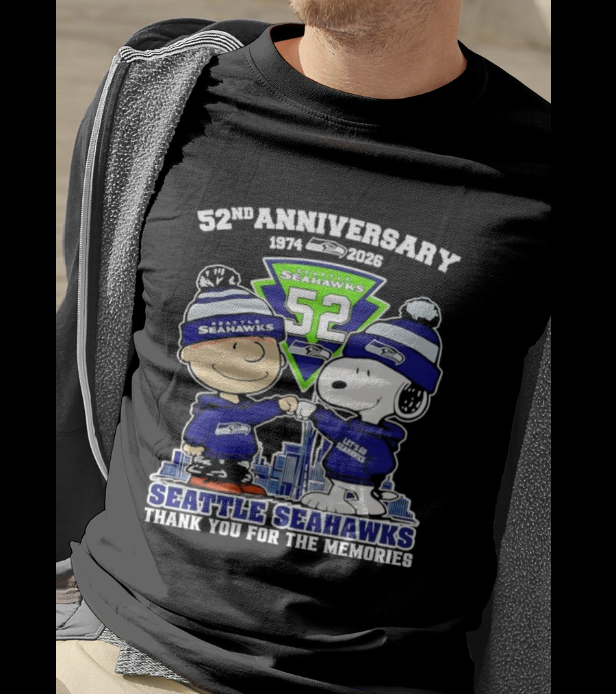 52nd Anniversary Peanuts Celebration Seattle Seahawks Thank You For The Memories T-Shirt