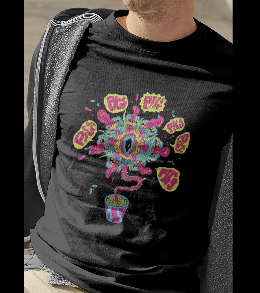 Pigs Pigs Pigs Pigs Pigs Pigs Pigs Casey’s Plantpot Vibrant Psychedelic Imagery T-Shirt