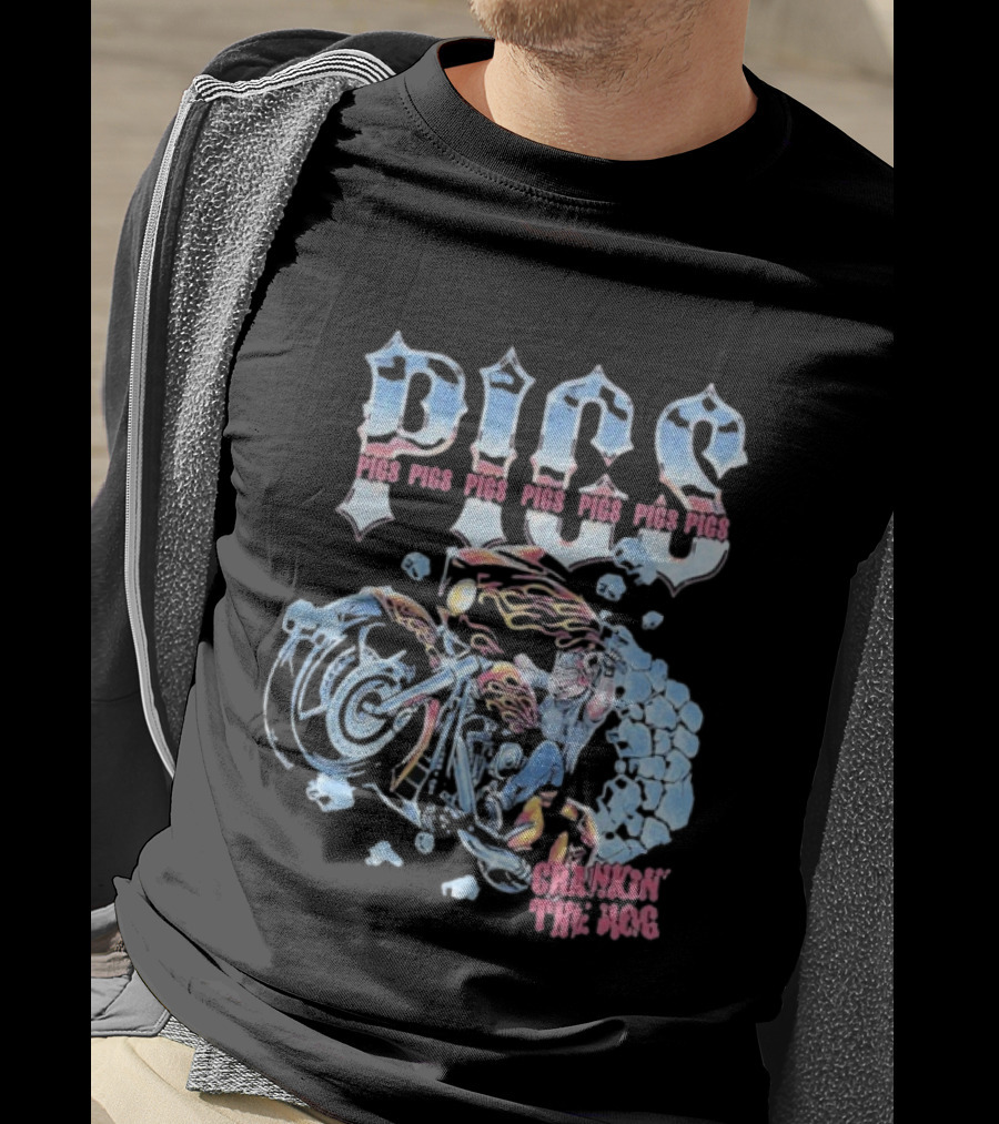 Pigs Pigs Pigs Crawkin’ The Hog Crankers Motor Biker Art T-Shirt