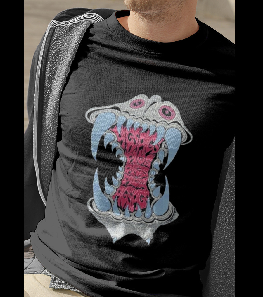 Pigsx7 Hippo Psychedelic Fang Mouth Design T-Shirt