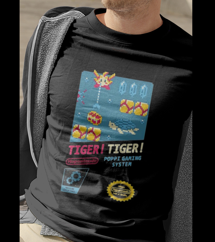 TIGER TIGER Poppi Gaming System Nopontendo Treasure Collecting Pixel Art T-Shirt
