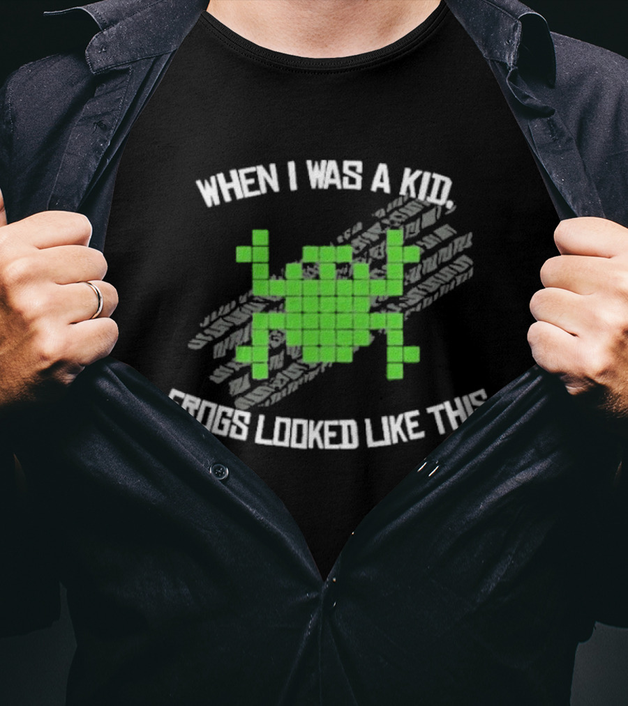 When I Was A Kid Frogs Looked Like This Pixelated Frog Retro Humor T-Shirt